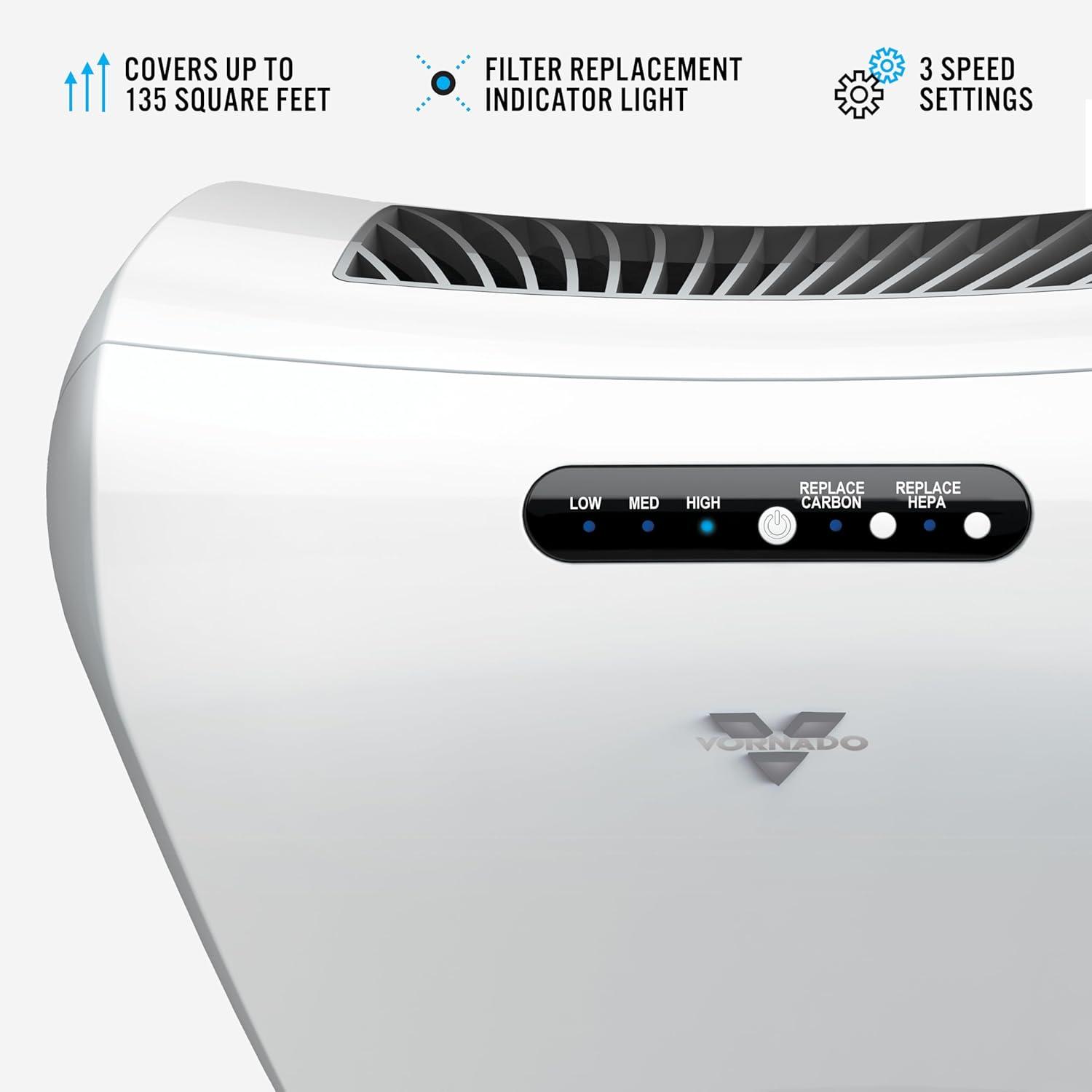 imageVornado AC550 Air Purifier with True HEPA Filter Captures Allergens Smoke Odors Pollen Dust Mold Spores Pet Dander Ice WhiteAC350