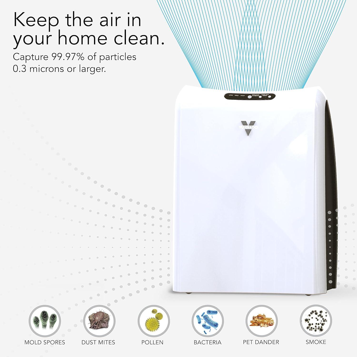 imageVornado AC550 Air Purifier with True HEPA Filter Captures Allergens Smoke Odors Pollen Dust Mold Spores Pet Dander Ice WhiteAC350