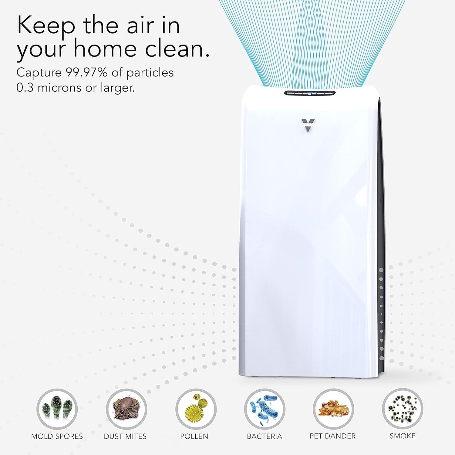 imageVornado AC550 Air Purifier with True HEPA Filter Captures Allergens Smoke Odors Pollen Dust Mold Spores Pet Dander Ice WhiteAC550