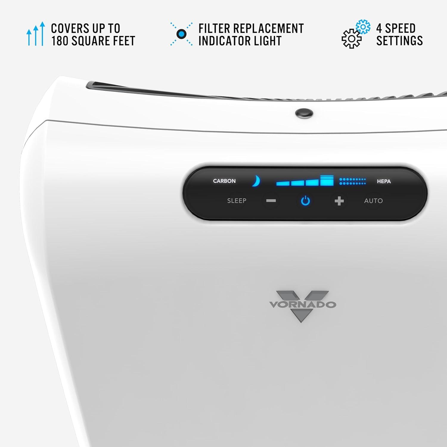 imageVornado AC550 Air Purifier with True HEPA Filter Captures Allergens Smoke Odors Pollen Dust Mold Spores Pet Dander Ice WhiteAC550