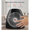 imageVornado MVH Space Heater 3 Heat Settings Adjustable Thermostat TipOver Protection Auto Safety ShutOff System Indoor Use Whole Room Black