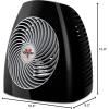 imageVornado MVH Space Heater 3 Heat Settings Adjustable Thermostat TipOver Protection Auto Safety ShutOff System Indoor Use Whole Room Black