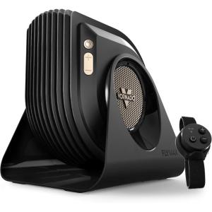 imageVornado FLY MAX High Velocity Fitness Floor Fan Omnidirectional Remote with Equipment Straps 4 Speed Settings Adjustable Tilt Whole Room Circulation Powerful Fan for Training Sessions Black