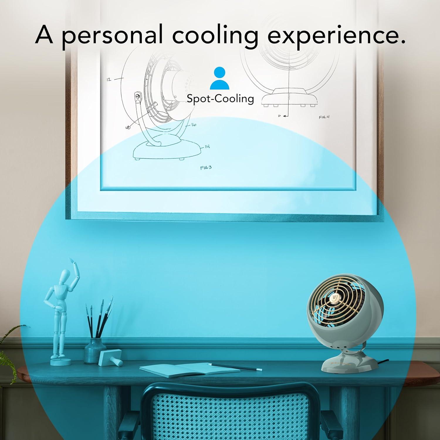 imageVornado VFAN Mini Fan Classic Vintage Fan Retro Metal Air Circulator For Desk ampamp Bedside 2 Speeds Adjustable Tilt Personal Cooling with Targeted Airflow Quiet Fan GreenGreen