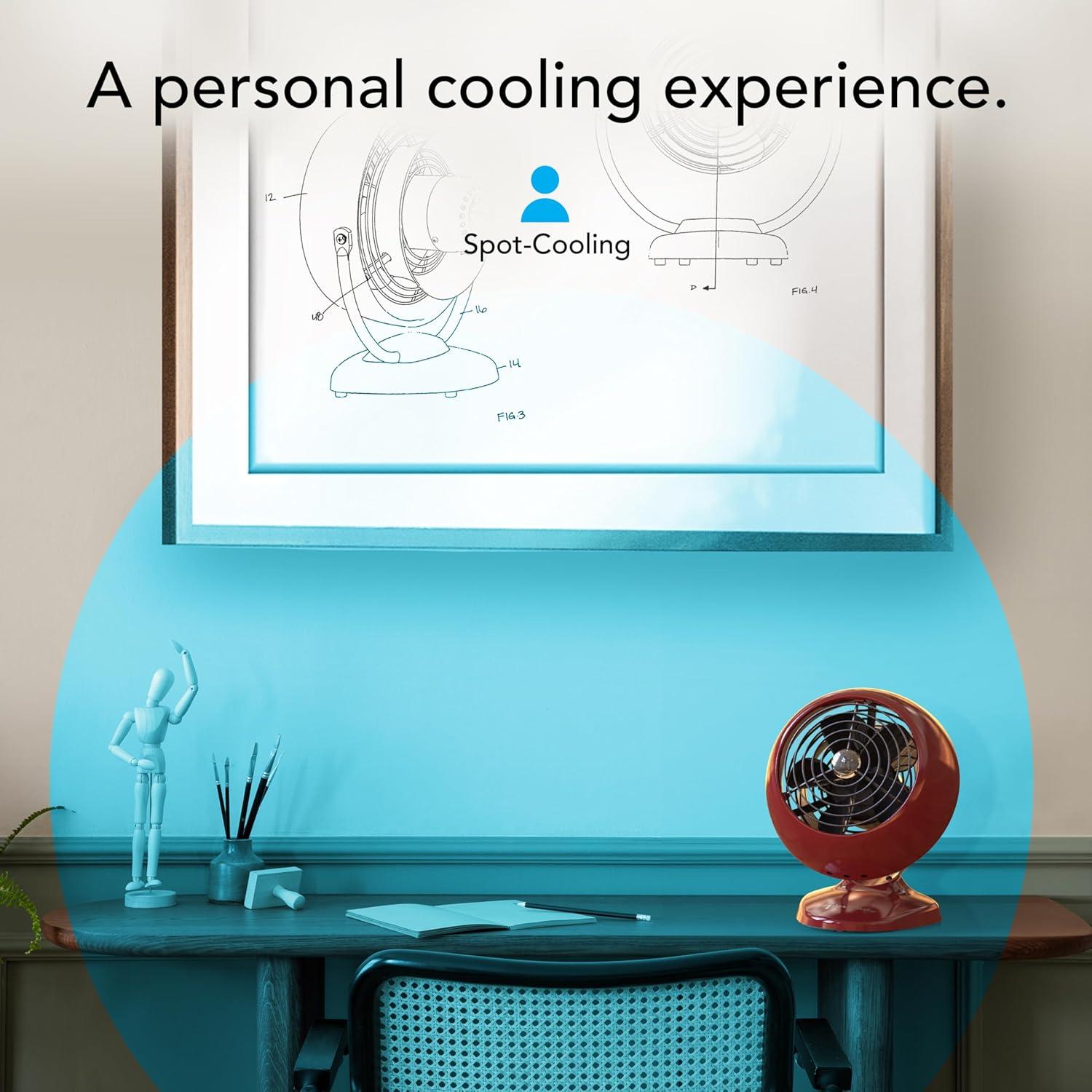 imageVornado VFAN Mini Fan Classic Vintage Fan Retro Metal Air Circulator For Desk ampamp Bedside 2 Speeds Adjustable Tilt Personal Cooling with Targeted Airflow Quiet Fan GreenClaret