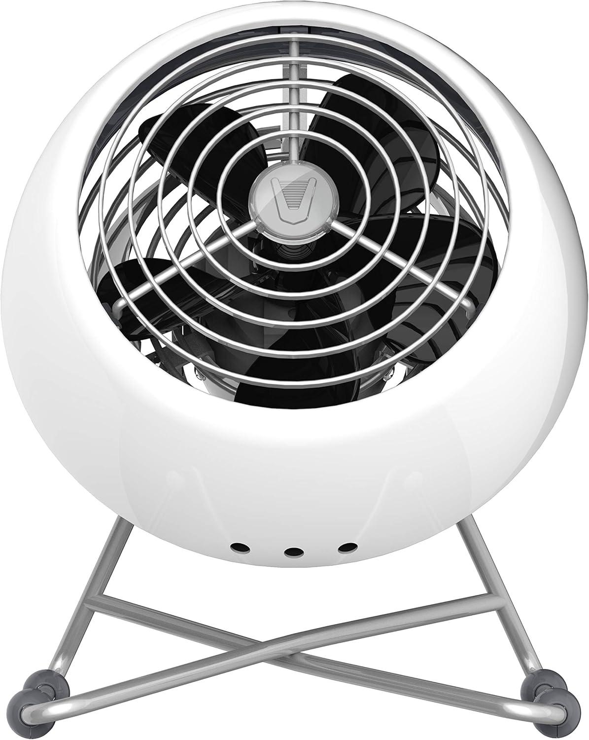 imageVornado VFAN Mini Modern Vintage Fan Retro Metal Air Circulator Fan for Desk ampamp Bedside 2 Speeds Adjustable Tilt Personal Cooling with Targeted Airflow Quiet Fan Ice White