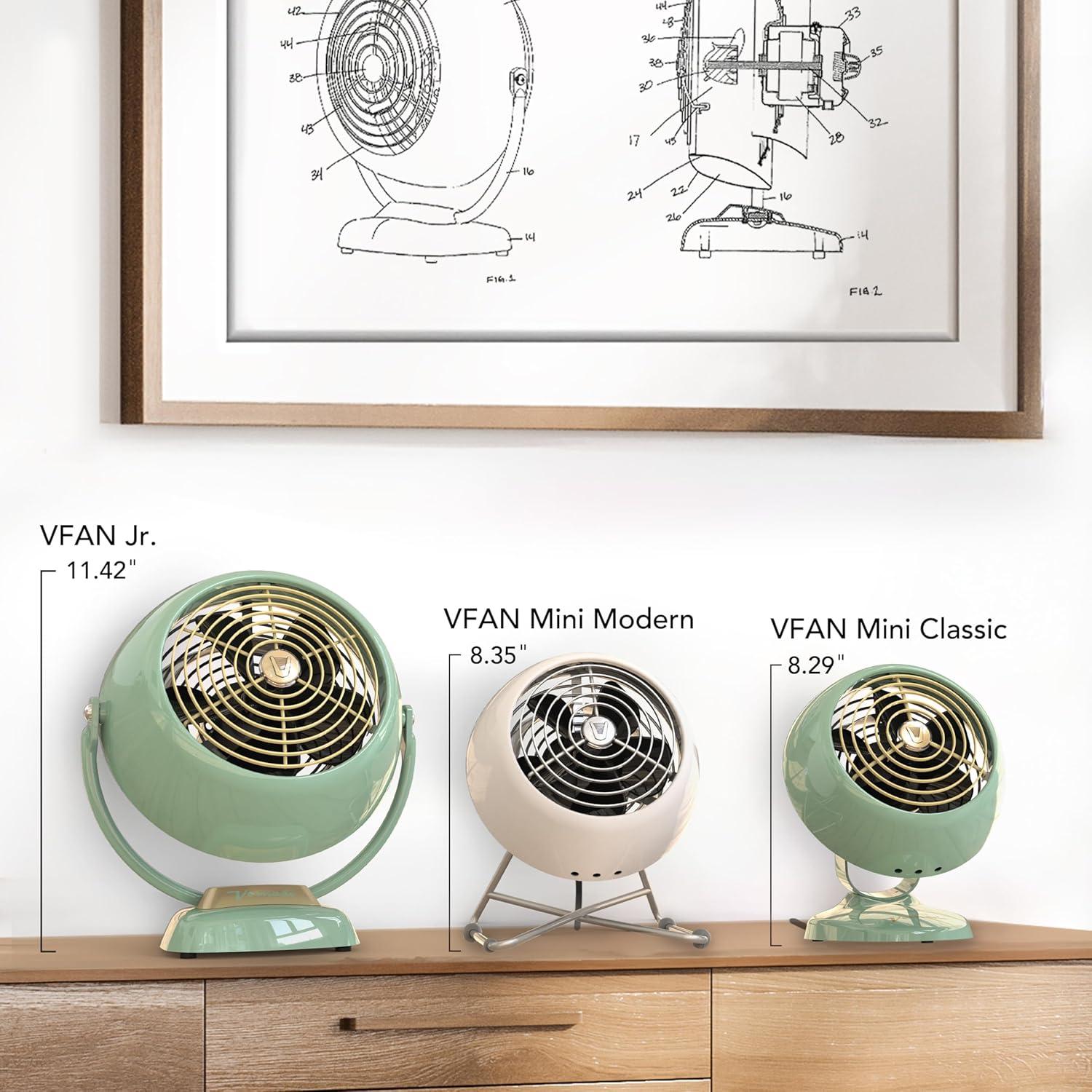 imageVornado VFAN Mini Modern Vintage Fan Retro Metal Air Circulator Fan for Desk ampamp Bedside 2 Speeds Adjustable Tilt Personal Cooling with Targeted Airflow Quiet Fan Storm Gray