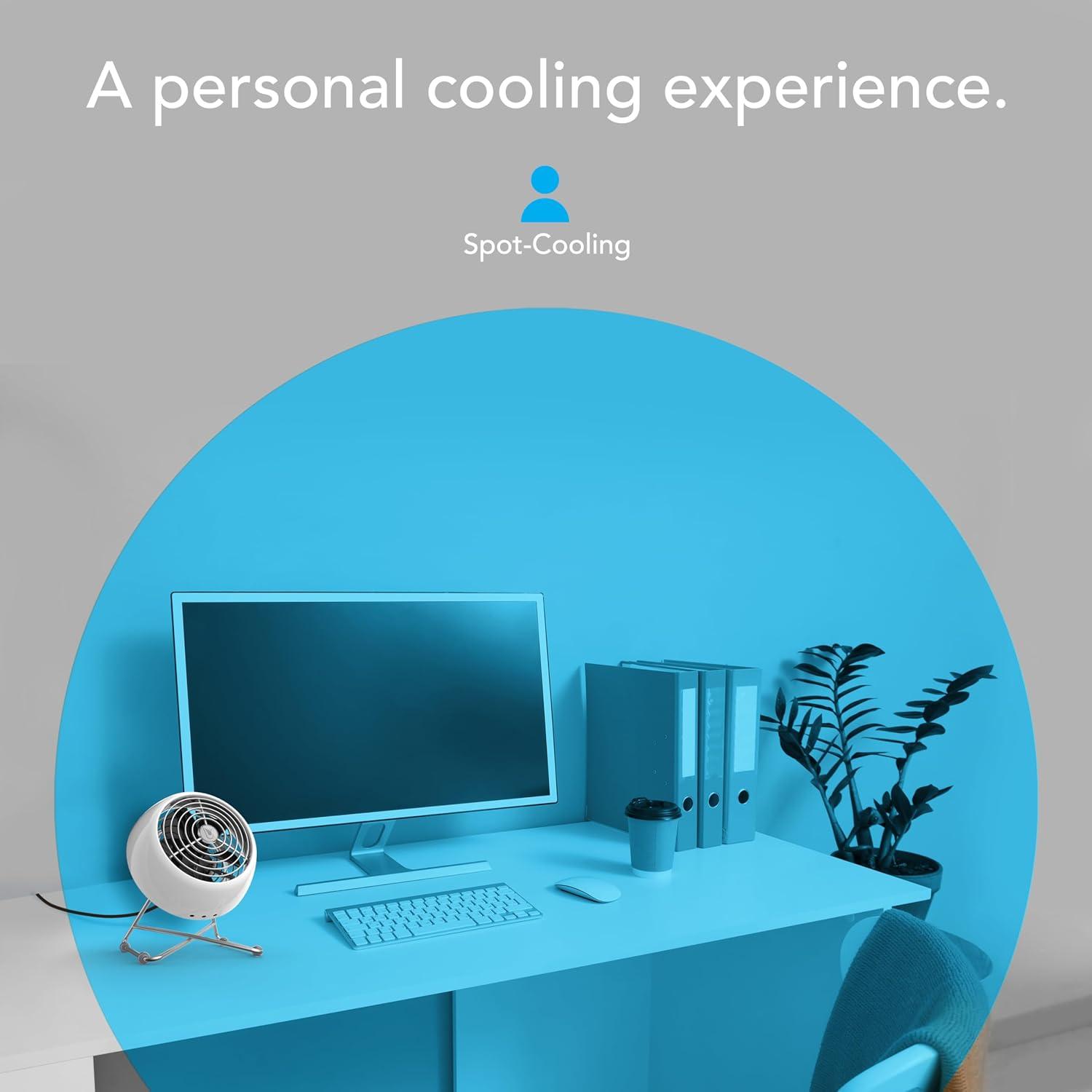 imageVornado VFAN Mini Modern Vintage Fan Retro Metal Air Circulator Fan for Desk ampamp Bedside 2 Speeds Adjustable Tilt Personal Cooling with Targeted Airflow Quiet Fan Ice White