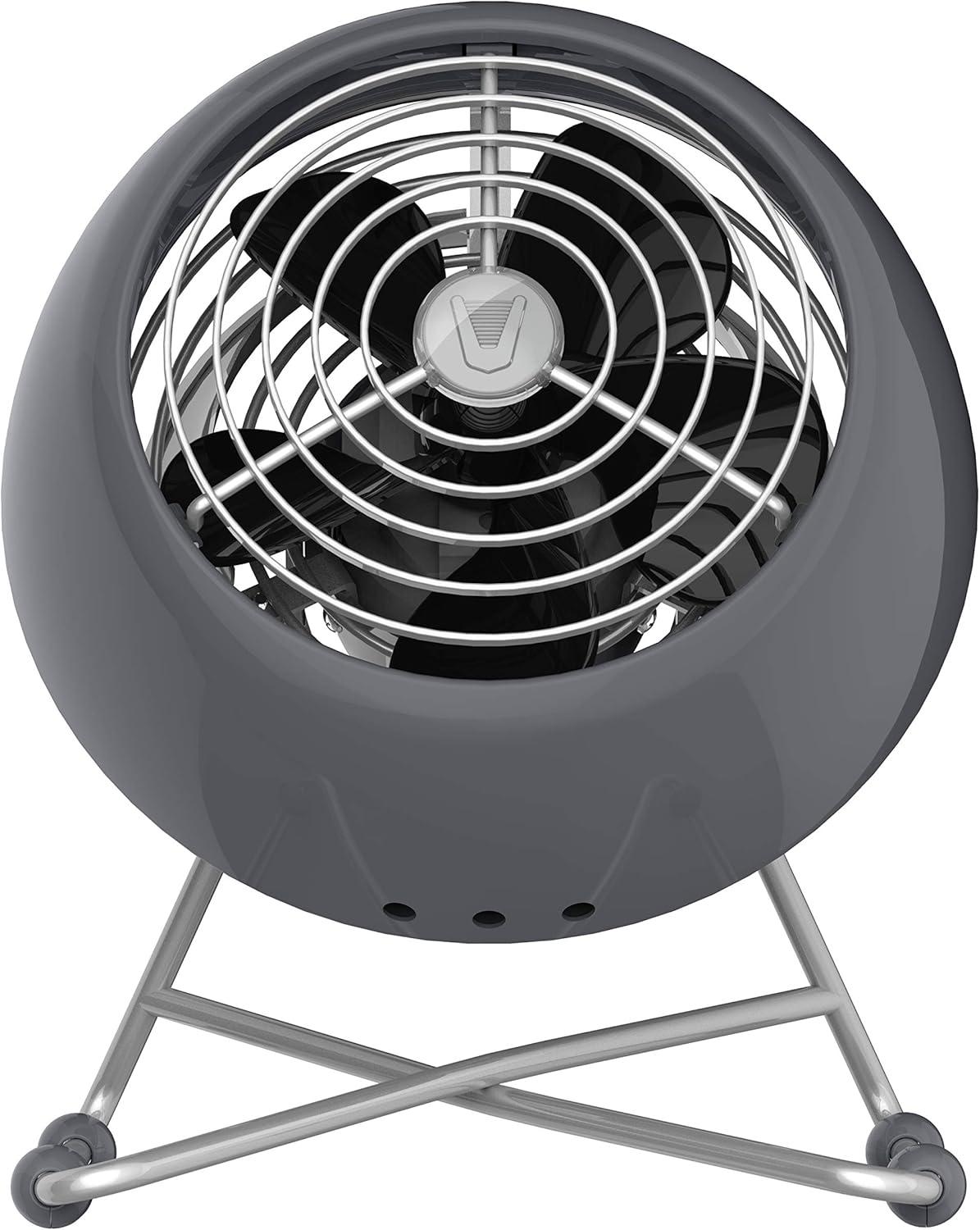 imageVornado VFAN Mini Modern Vintage Fan Retro Metal Air Circulator Fan for Desk ampamp Bedside 2 Speeds Adjustable Tilt Personal Cooling with Targeted Airflow Quiet Fan Storm Gray