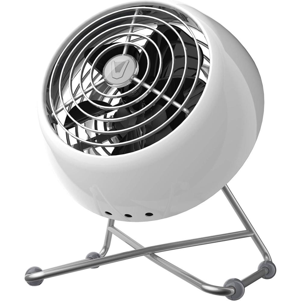 imageVornado VFAN Mini Modern Vintage Fan Retro Metal Air Circulator Fan for Desk ampamp Bedside 2 Speeds Adjustable Tilt Personal Cooling with Targeted Airflow Quiet Fan Ice White