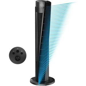 imageVornado OSC84 41quot Whole Room Oscillating Tower Fan Remote Control 70Degree Oscillation Quiet Operation 4 Speed Settings 8Hour Timer Powerful Air Circulation Black