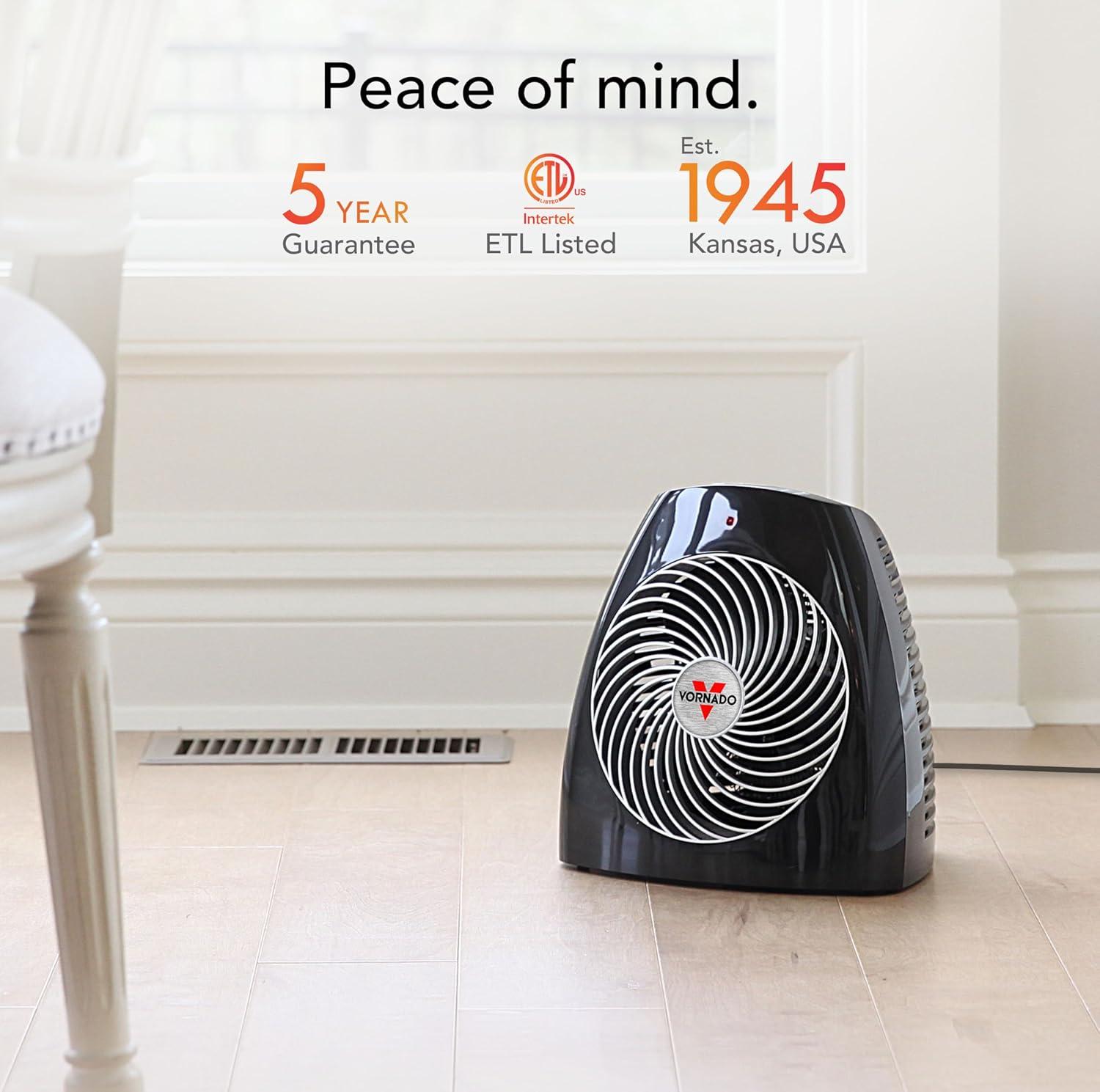 imageVornado MVH 2025 Space Heater 3 Heat Settings Adjustable Thermostat TipOver Protection Auto Safety ShutOff System Indoor Use Whole Room Heating BlackMedium 2024 Model