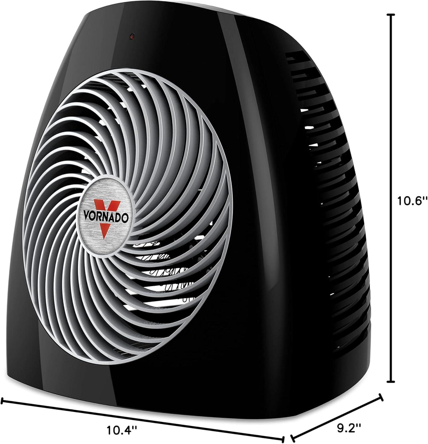imageVornado MVH 2025 Space Heater 3 Heat Settings Adjustable Thermostat TipOver Protection Auto Safety ShutOff System Indoor Use Whole Room Heating BlackMedium 2024 Model
