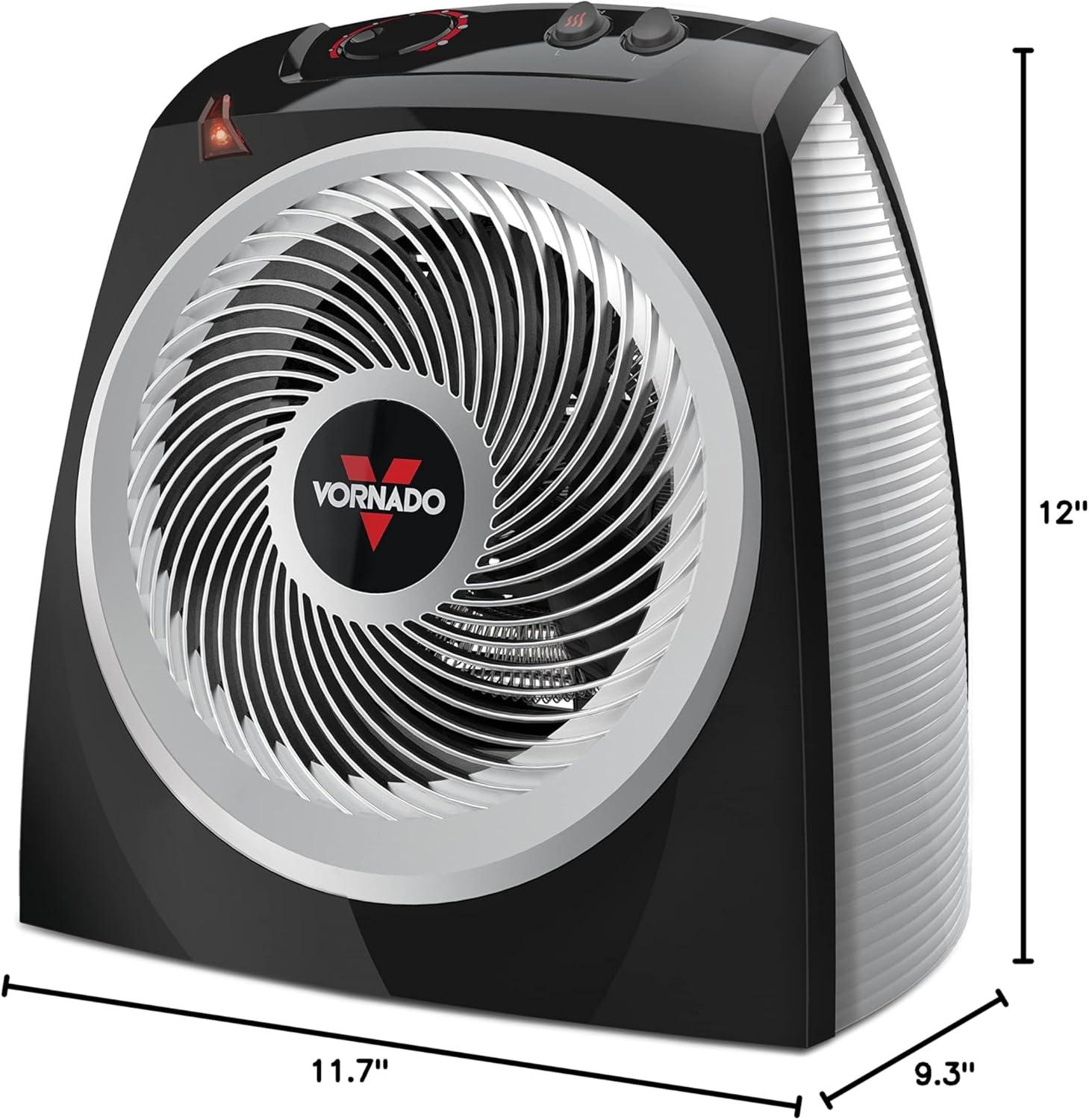 imageVornado VH10 2025 Space Heater for Indoor Use Adjustable Thermostat 2 Speeds Advanced Safety Features Integrated Carry Handle Large Heater for Bedroom and Living Room Quiet Heater BlackVH10 2024 Model
