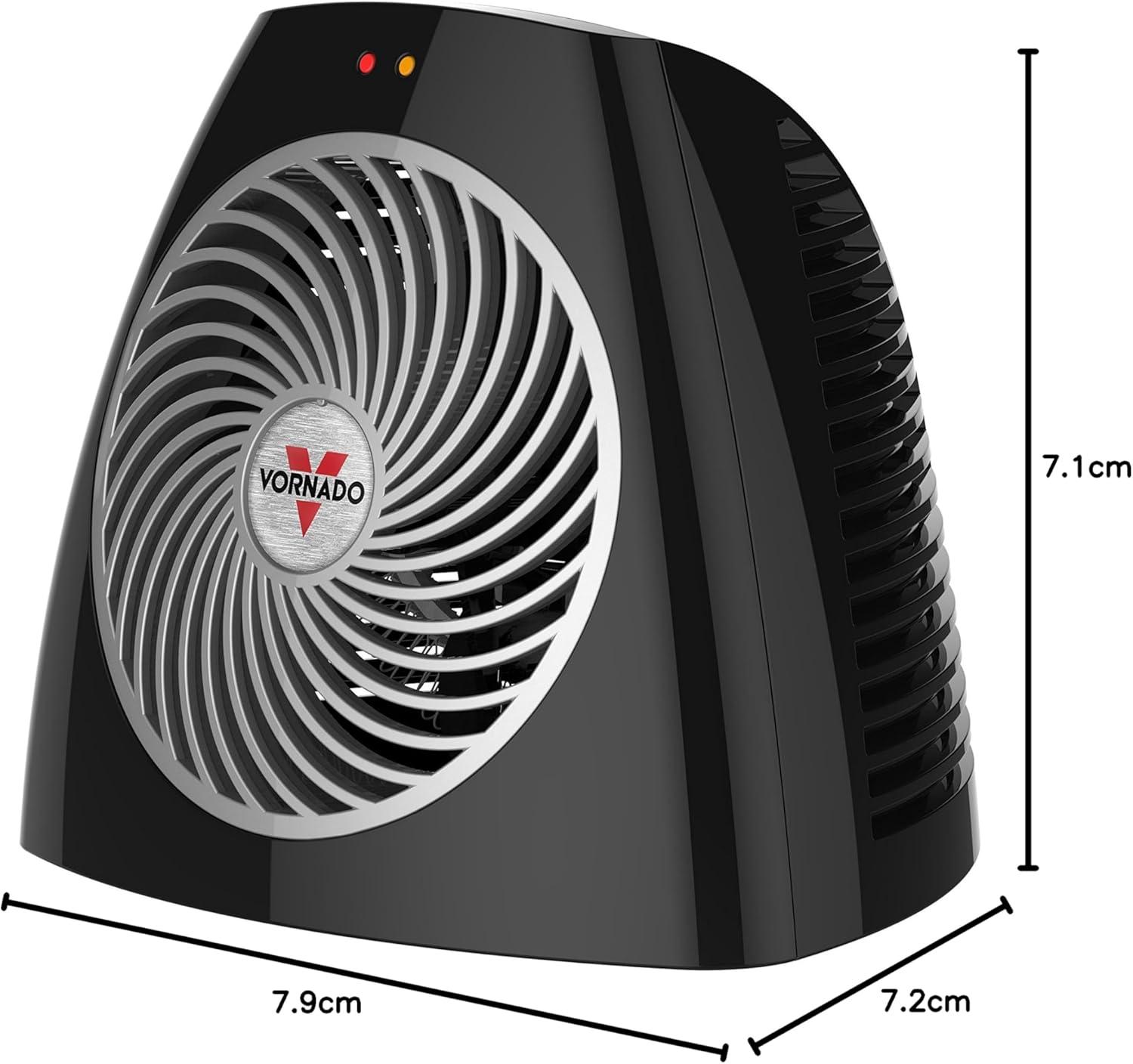 imageVornado VH202 2025 Personal Space Heater Advanced Safety Features 2 Heat Settings Direct Heating Fan Only Setting CoolTouch Exterior Signature Vortex Heat Circulation Gentle Heating BlackVH202 2024 Model