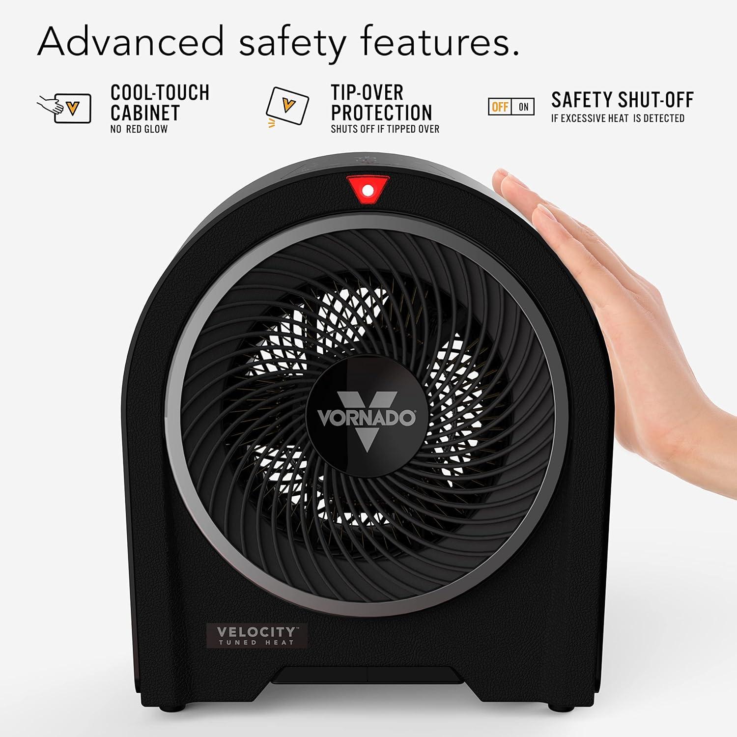 imageVornado Velocity 5R 2025 Whole Room Space Heater with Remote LED Touch Controls Digital Thermostat Locking Controls 112 Hour Timer Automatic Climate Control Powerful Heater for Bedroom BlackVelocity 5R 2024 Model