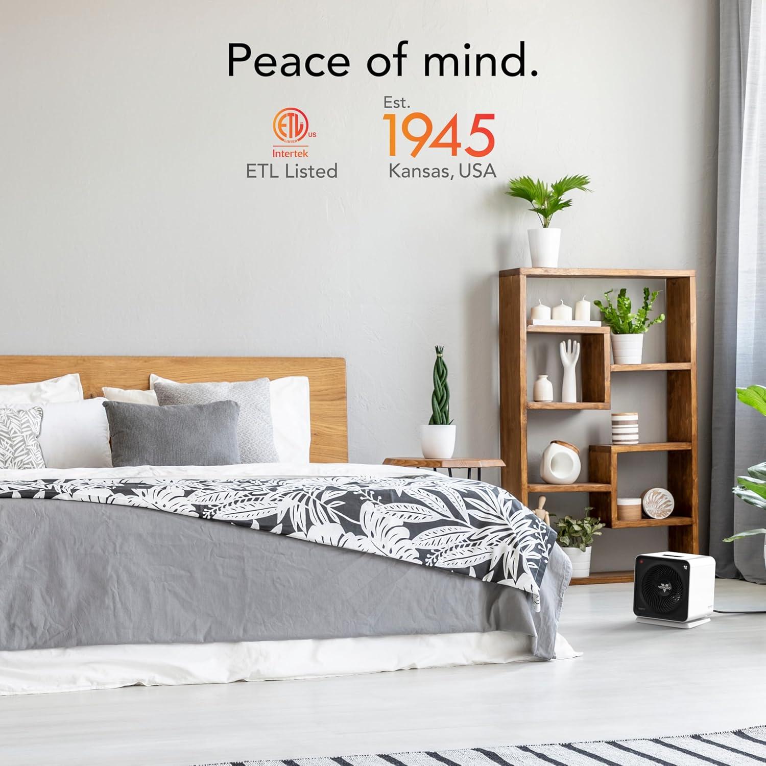 imageVornado Velocity CUBE 5S Whole Room Space Heater with Swiveling Base Indoor Use Vortex Heat Circulation LED Touch Controls 112 Hour Timer Advanced Safety Features AutoClimate Control WhiteCube 5S 2024 Model