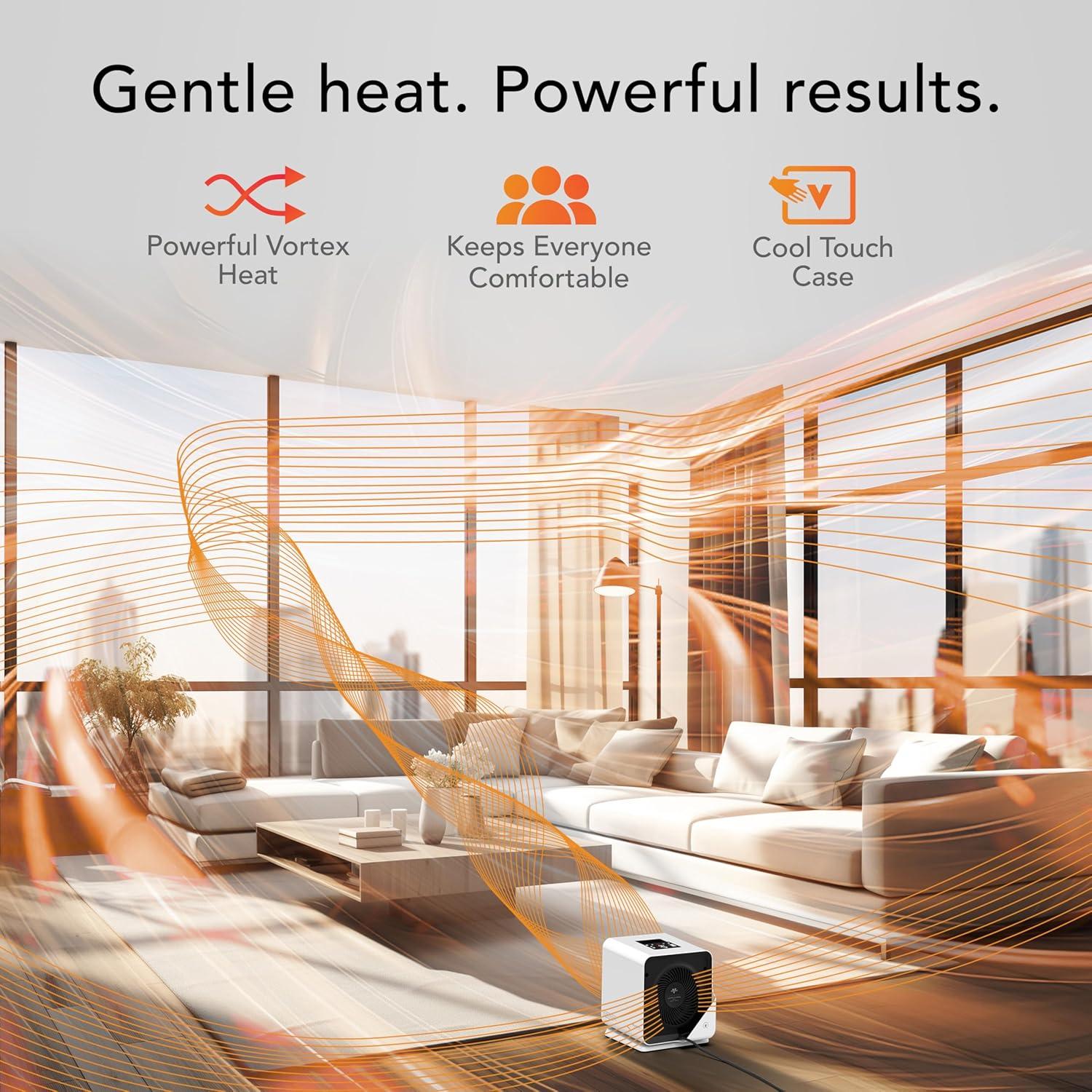 imageVornado Velocity CUBE 5S Whole Room Space Heater with Swiveling Base Indoor Use Vortex Heat Circulation LED Touch Controls 112 Hour Timer Advanced Safety Features AutoClimate Control WhiteCube 5S 2024 Model