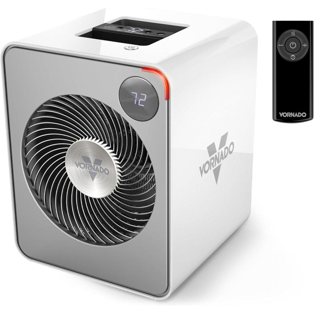 imageVornado VMHi500 2025 Whole Room Metal Space Heater Digital Thermostat Remote Control AutoClimate Control 12Hour Timer Vortex Heat Circulation Heater for Bedroom and Home WhiteVMHi500 2024 Model