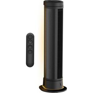 imageVornado ARA Oscillating Tower Fan with Ambient Light and Remote 40 Inch Quiet Powerful Standing Fan 5 Speeds Touch Control Illuminated Air Circulator Fan for Bedroom and Home Black